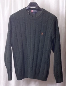 Vintage Ralph Lauren Chaps Mens Sweater Green Crew Neck Crest Logo 100% cotton - Picture 1 of 5