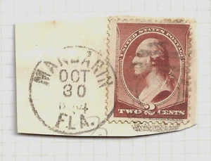 MANDARIN FLA Duplex Cancel 2 Cent Washington Sc #210 Banknote 1883 US P10 - Picture 1 of 1
