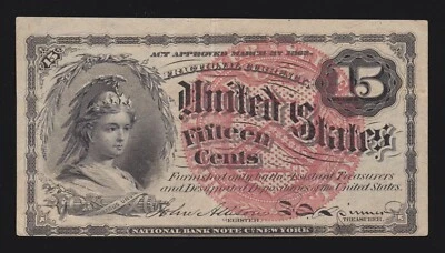 US 15c Fractional Currency Note 4th Issue FR 1267 Ch CU (-006) - Image 1 of 2