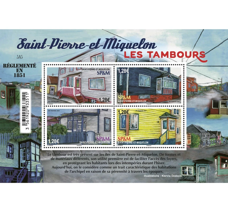 Pierre Miquelon 2021 SPM Les Tambours architecture house drums form ms4v mnh - Image 1 of 1