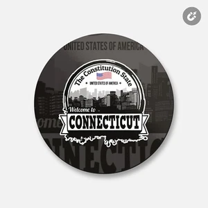 Connecticut USA State Vintage | 4'' X 4'' Round Decorative Magnet - Picture 1 of 2