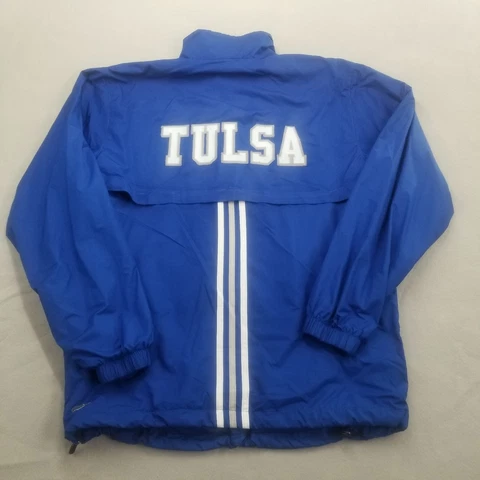 Tulsa Golden Hurricane Adidas Jacket Men Small Blue Full Zip Striped Windbreaker Cover