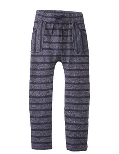 LAmade Girl's Striped Skinny Harem Knit Pants w Pockets & String Navy/ Gray, 6X - Picture 1 of 1