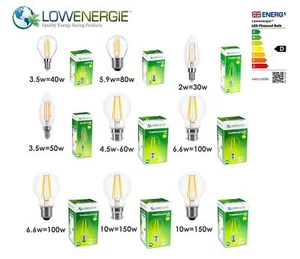 LED Light Bulb Filament Candle Golf Ball A60 E14 E27 B22 Warm White 2700k Screw - Picture 1 of 24