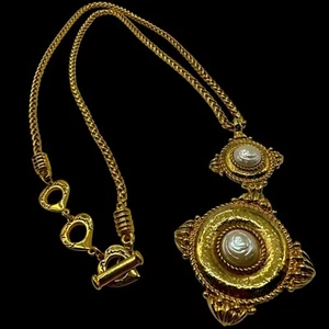 Vintage YSL Yves Saint Laurent Necklace Pearl Gold plated 35' 103g from Japan - Picture 1 of 6