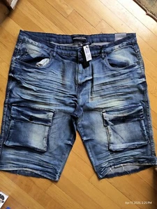 Pantaloncini Uomo Denim Elasticizzati Slim Fit Nuovi con etichette Tg 42 Legendary Status Distressed Big - Foto 1 di 3