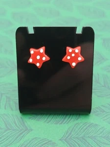 VGC Red Star & White Polkadot Detailed Stud Earrings - Picture 1 of 7