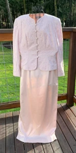 Beautiful Kay Unger size 6 Pink Silk Beaded Jacket w/Pink Silk Maxi Skirt - Picture 1 of 20