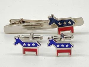 Camisa burro demócrata roja azul patriótica de EE. UU. gemelos acero inoxidable - Imagen 1 de 5