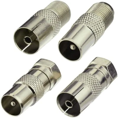 Eightwood Indoor TV Aerial Adapter F Type to TV Adapter F-Type Adapter 4 Kit DVB - Image 1 of 4