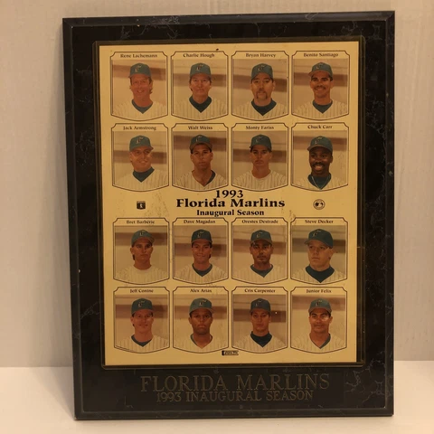 VINTAGE Florida Marlins 1993 Inaugural  Season Plaque 13L" x 10.5W" x 1" Cover