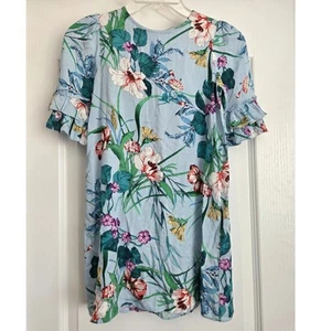 Koton Kids Floral Print Dress Ruffle Sleeve Casual Blue Size 7-8 - Picture 1 of 4