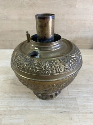 Antique Brass Embossed Oil Lamp Base Font Made In USA Rochester - Image 1 of 4
