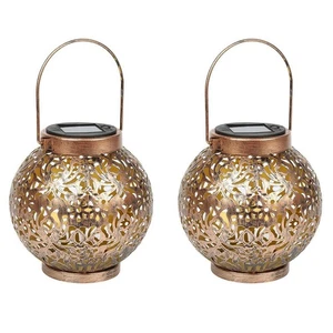 Lot de 2 lampes solaires en métal IP55 décoration de jardin suspendue C6W14231 - Photo 1/4