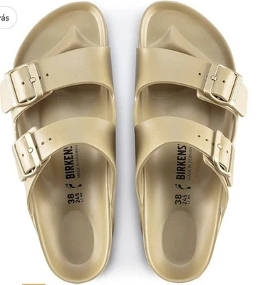 Sandalias Birkenstock Arizona Oro Dos Rayas Talla 34/3/220 Foto 1 de 4