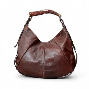 Bolso de Hombro Yves Saint Laurent Mombasa Rive Gauche Cuero Marrón Oscuro YSL - Imagen 1 de 14