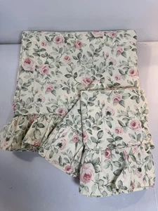 VTG Martex 100% Cotton Floral Pink Rose Ruffle King Flat Sheet 2 K Pillowcases - Picture 1 of 14