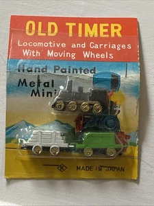 Vintage Oldtimer Lok & Wagen mit beweglichen Rädern Neu Metall Mini - Bild 1 von 3