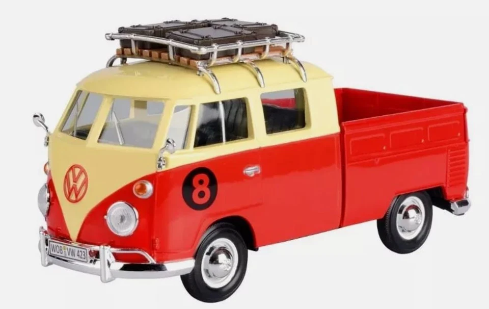 MOTOR MAX, VOLKSWAGEN Tipo 1 Pick-up con portapacchi rosso e beige #8, 1/24, ... - Immagine 1 di 1