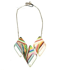 Sobral Retroz Garden Clear & Art Deco Stripe Beads Artist Made Necklace - Picture 1 of 5