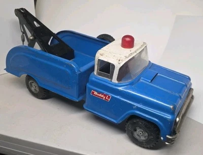 Grúa de remolque vintage años 60 Blue Buddy L Repair It. ¡Luz de trabajo! Foto 1 de 4