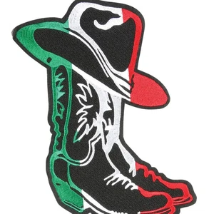 BOTA MEXICANA BORDADA CON PARCHE SOMBRERO VAQUERO - Imagen 1 de 1