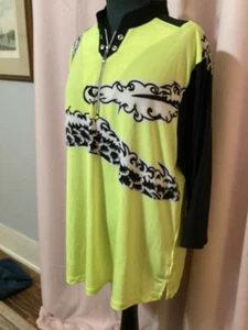 Jamie Sadock Women’s XXL Golf Shirt Quarter Zip Dragon Print Yellow - Picture 1 of 8