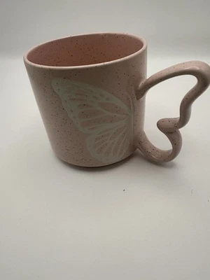 "Hermosa taza de café rosa mariposa de 4""" Foto 1 de 4