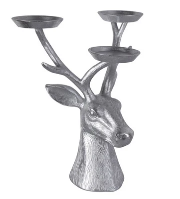 Hirschgeweih Figur Hirschkopf Kandelaber Leuchter Weihnachten Kerzenhalter 46cm - Bild 1 von 4
