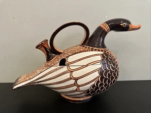 Vintage Mid Century Italienische Majolika Keramik Handbemalt Deckel Ententerrine - Bild 1 von 21