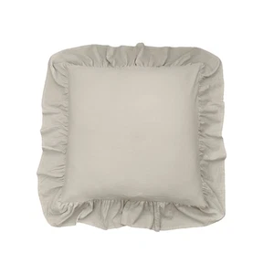 Natural Ruffled Cotton Linen Blend Euro Single Bedding Sham 26" x 26" - Picture 1 of 4