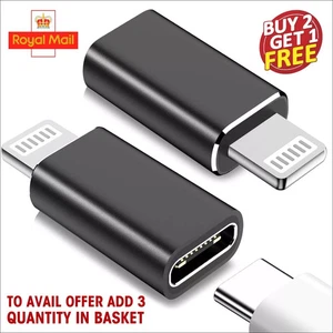 USB Type C Female To iPhone 8 Pin Male Adapter Converter For iPhone iPad iPod UK - Picture 1 of 13