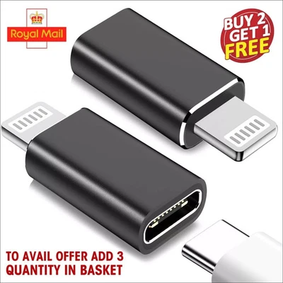 USB Type C Female To iPhone 8 Pin Male Adapter Converter For iPhone iPad iPod UK - Image 1 of 4