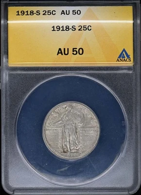 1918-S Standing Liberty Quarter 25C ANACS AU50 - Image 1 of 2