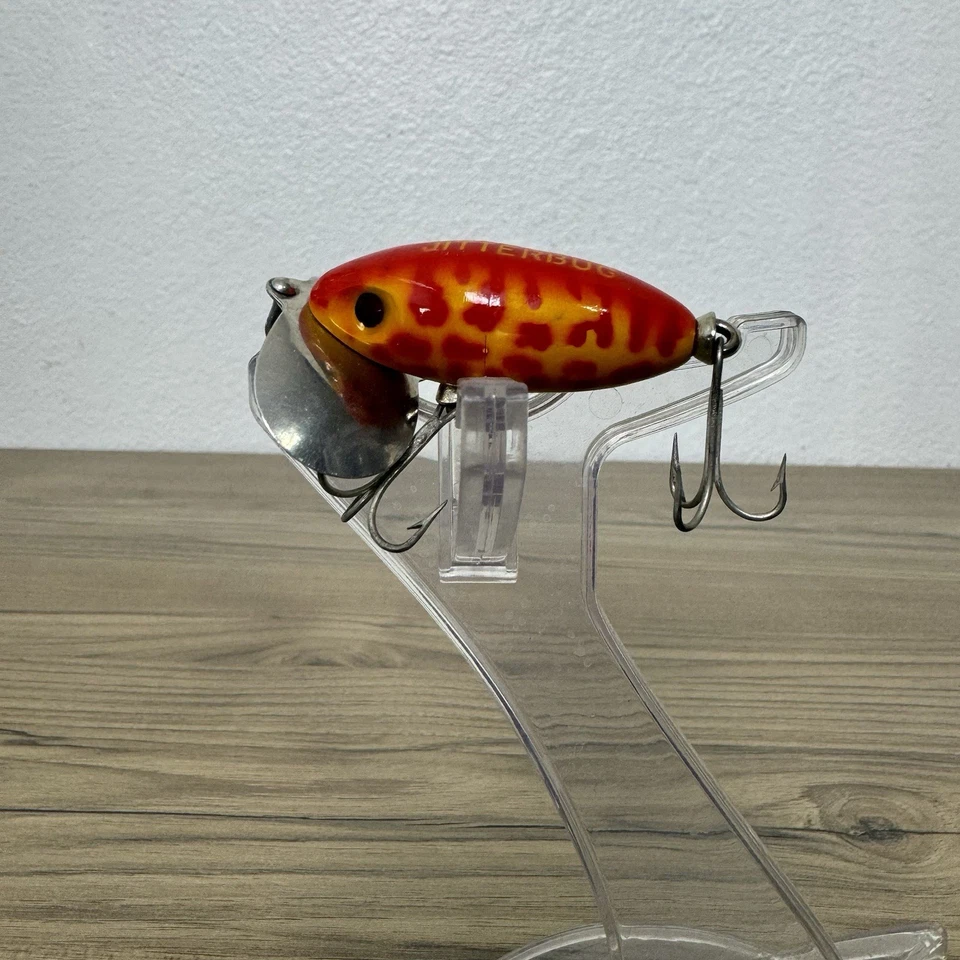 De colección Años 40 Fred Arbogast Madera Jitterbug Rana Roja Spot Excelente Estado Foto 1 de 4