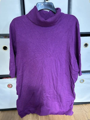 Lane Bryant Women's 22/24 Purple Knit Turtle neck 3/4 Sleeve Sweater Key Hole - Image 1 of 4