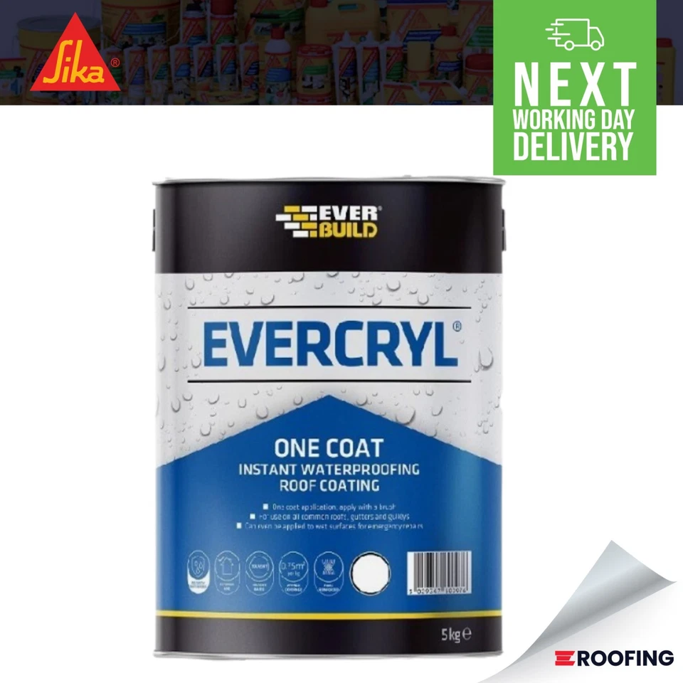 EVERBUILD EVERCRYL ONE COAT 1KG ROOF REPAIR COMPOUND PAINT CLEAR/TRANSLUCENT