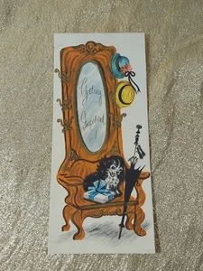 1960s Vintage Greeting Birthday Card Slim Lovely Dog Home Coat Rack Chair - Picture 1 of 8