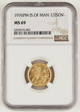 New ListingIsle of Man 1976 Pm 1/2 Half Sovereign Sov Gold Coin Ngc Ms69 Gem 0.1177 Oz Agw