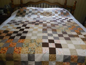 HANDMADE 3.5"x3.5" Squares Multi Colors PATCHWORK QUILT TOP ONLY- 82" x 62" (7) - Picture 1 of 18