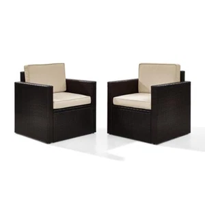 Palm Harbor 2Pc Outdoor Wicker Chair Set Sand/Brown - 2 Chairs - Picture 1 of 7