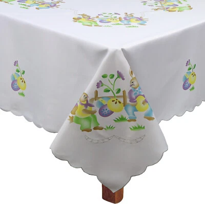 Easter Bunny Egg Spring Fabric Tablecloth Rectangular Round Creative Linens - Image 1 of 2