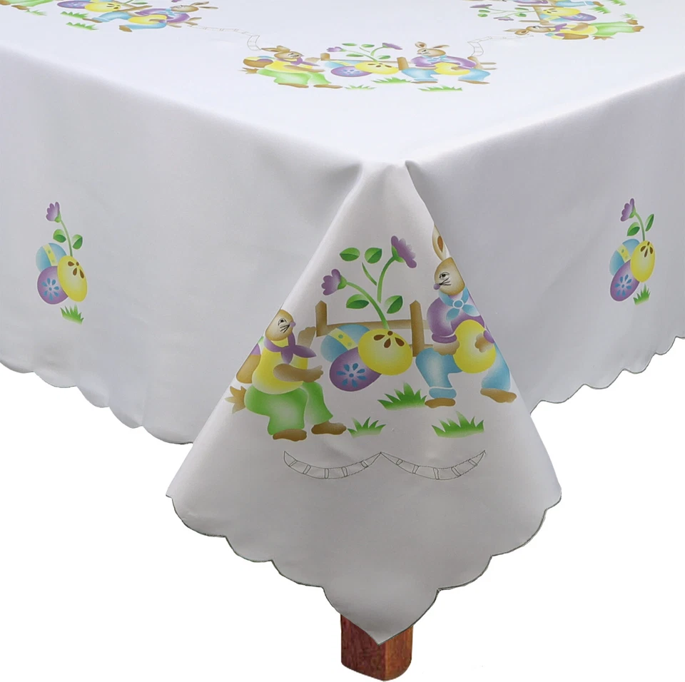 Easter Bunny Egg Spring Fabric Tablecloth Rectangular Round Creative Linens - Image 1 of 2