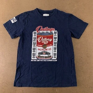 Scrum 03 Boys Size 14 Vintage Wash Navy Victory Motor Oil Graphic T-Shirt New - Picture 1 of 4