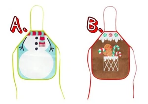 WINTER HOLIDAY CHILD'S APRON Choice of SNOWMAN or GINGERBREAD MAN Kids Size NIP - Picture 1 of 3