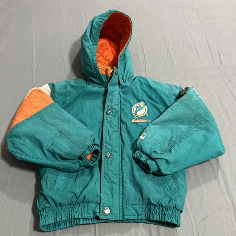Vintage Miami Dolphins NFL Full Zip STARTER Jacket YOUTH Kids Boys L Large Green Cover