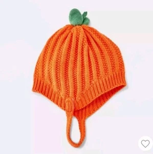 NWT Baby Infant 0-6 Months Cat & Jack Target Knitted Orange Pumpkin Bonnet Hat - Picture 1 of 12