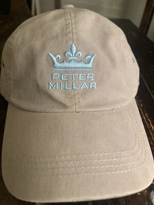 Peter Millar Mens Golf Hat Gray Baseball Adjustable Strapback Crown Logo Cap - Picture 1 of 5