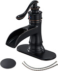 Bathroom Sink Faucet Oil Rubbed Bronze Waterfall with Pop up Drain Stopper Assem
