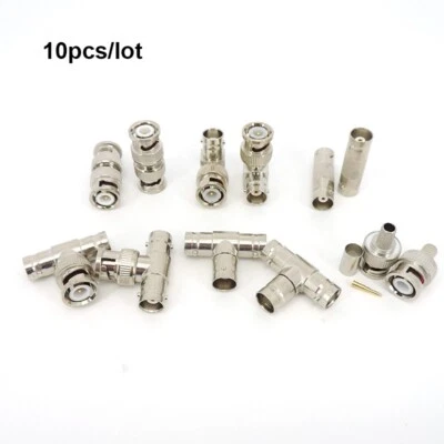 10x BNC 2 male female to angel male female plug jack t splitter RG59 connector - Image 1 of 4